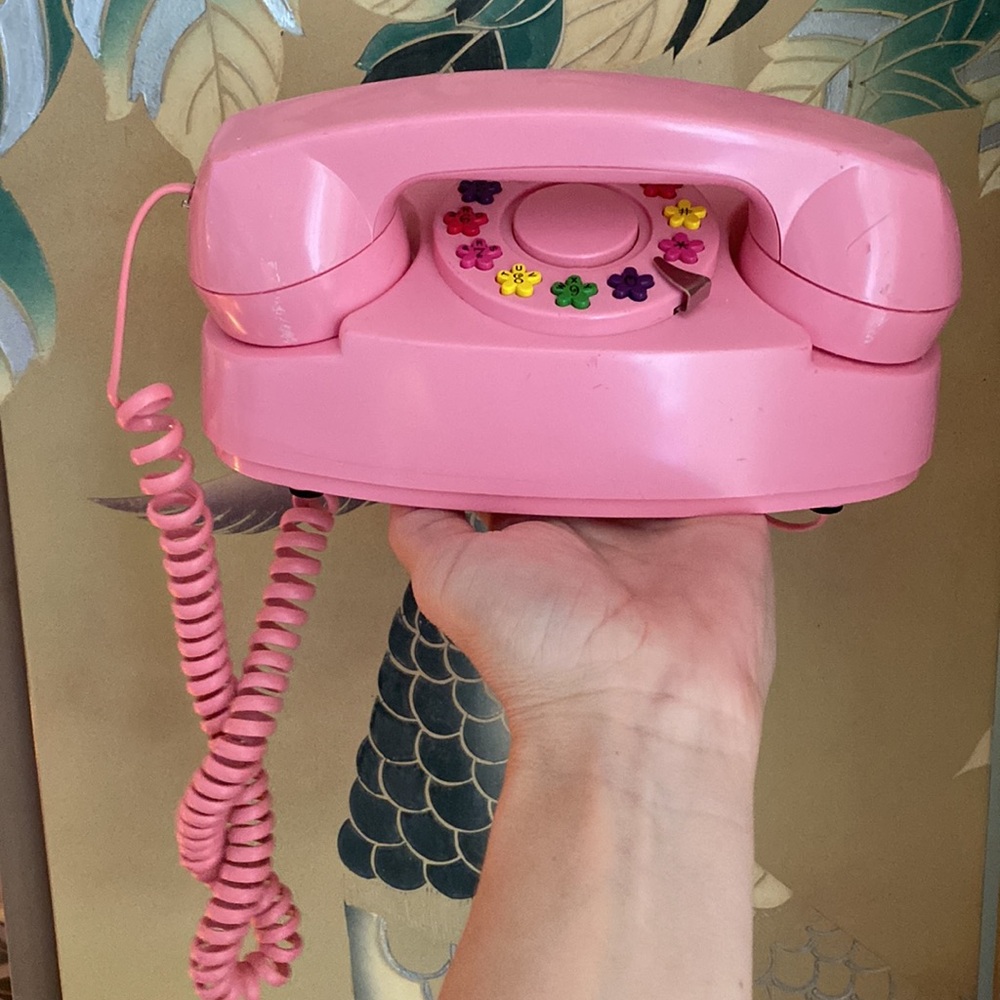 Pink Retro Rotary Desk Phone - Stylish Home Desk Telephone